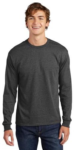 Mens 5.2 Oz. ComfortSoft® Cotton Long-Sleeve T-Shirt (5286) -Charcoal H -M