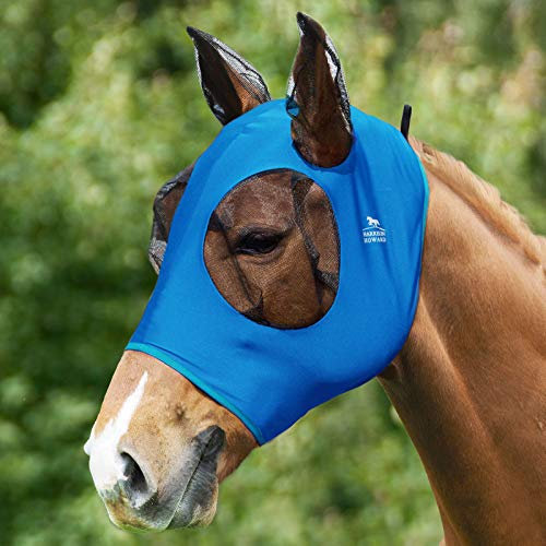 Harrison Howard Super Comfort Stretchy Fly Mask Large Eye Space with UV Protection Soft on Skin with Breathability-Schutz mit Ohrenschutz