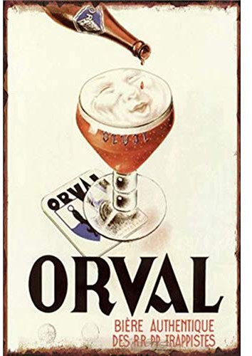 None Brand Orval Biere Plaque décorative en métal Peint rétro 20,3 x 30,5 cm;