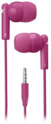 Music Hero Auricolari a Filo Stereo con Cavo Jack 3.5 mm da 1.2 m, con Microfono Integrato e Tasto per Risposta/Fine Chiamata, Rosa