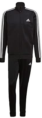 adidas Herren M 3s Tt Tracksuit, Top:Black/White Bottom:Black/White, 12 EU