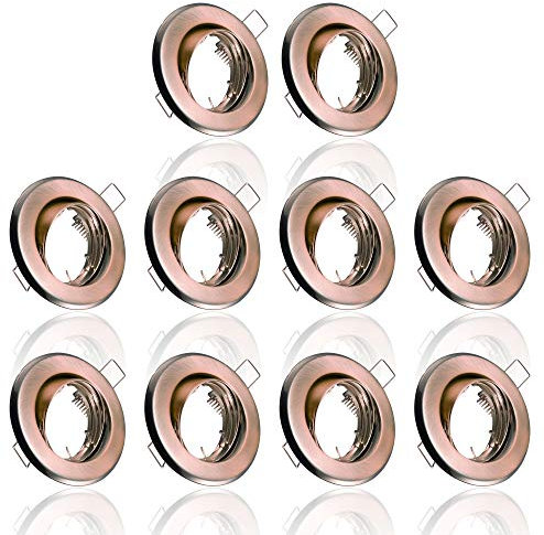 10x MAXKOMFORT Einbaustrahler IP20 mit GU10 Fassung RUND schwenkbar altkupfer Einbauspot Einbauleuchte Rahmen Rostfrei Deckenspot Strahler Spot B002