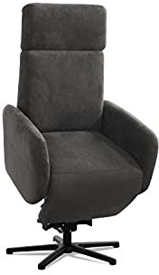 Cavadore TV-Sessel Cobra mit 2 Motoren + Aufstehhilfe / Fernsehsessel mit Liegefunktion, Relaxfunktion + Fernbedienung / Sternfuß, belastbar bis 130 kg / 71 x 110 x 82 / Lederoptik, Dunkelgrau