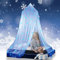 Eimilaly Prinzessin Betthimmel leuchtet im Dunkeln, Weihnachten Schneeflocken Betthimmel für Mädchen Zimmer Dekoration, Blue