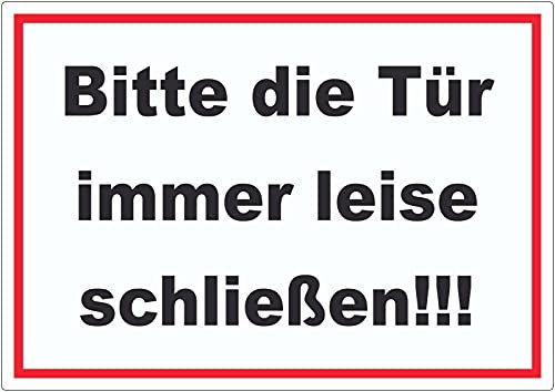 Aufkleber Bitte die Tür immer leise schwarz-weiss-rot A9 (37x52mm)