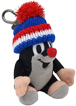Schlüsselanhänger Schlüsselring 9 cm Original Der Kleine Maulwurf mit Rot Mütze, Sitzend Schlüsselbund Kuscheltieranhänger Anhänger für Kinder