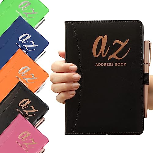 A to z Telefonadressbuch A-Z Index Hardcover plus Stift A5 Adressbuch Home Office Arbeit (schwarz)