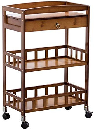 SGSG Home Küchenwagen,Rustikaler Barschrank Kücheninsel&Servierwagen Rollbarer Aufbewahrungswagen mit 3-stöckigen Regalen mit Schublade,31 x 12 x 21 Zoll (Braun)