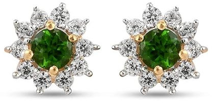 SHOP LC Natürlicher Chromdiopsid und Zirkon Ohrstecker 925 Silber vergoldet ca. 1 20 ct