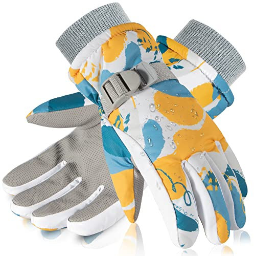 FKEWUK Kinder Skihandschuhe Thermo Fleece Winterhandschuhe Winddicht Atmungsaktiv Magische Elfe Unisex Kinder Wintersport-Handschuhe