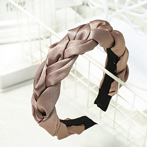 Headband Satin Silk Hair Accessories for Women Twisted Knot Bandana Hairbands. UK Seller. (Taupe)