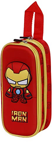 Marvel Iron Man Bobblehead-3D Double Pencil Case, Red, 22 x 9.5 cm