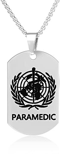 OIDEA Collar Hombres Mujeres ID de Alerta Médica, Placa de Identificación de Acero Inoxidable Pulido Signo Médico Colgante Liso Color Plata 3