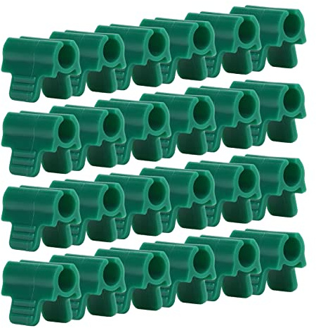 CHICIRIS Gewächshausklammern, 24 Stück Gartenklammern, Kunststoff-Gewächshausklammern, rutschfeste Gartenklammern für Folienreihen, Abdecknetze, Tunnelreifen, Grün (14 mm verdickt)