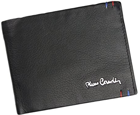 Pierre Cardin Geldbörse Herren mit RFID-Stop aus 100% Naturleder 12x 9,5 x 3 cm für bis zu 10 Karten 2 Scheinfächer 2 Münzfächer Riegelverschluss, Elegante Geldbeutel Herren - Farbe Schwarz
