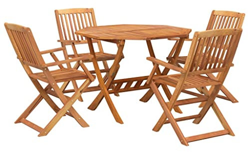 vidaXL Gartenmöbel Set 5-TLG. Gartengarnitur Sitzgruppe Gartenset Sitzgarnitur Gartentisch Tisch Stuhl Gartenstuhl Massivholz Akazie