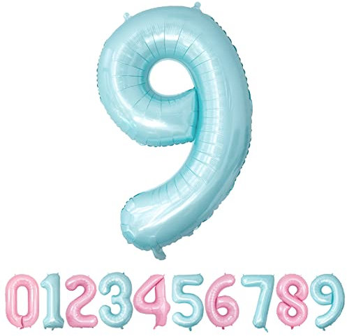 Geburtstag Zahlen Luftballon 9 Jahre Blau Pastel XXL Riesen Folienballon in 40 Folienballon 9 Kindergeburtstag Ballon Zahl Deko Zum Geburtstag Jungen Blau