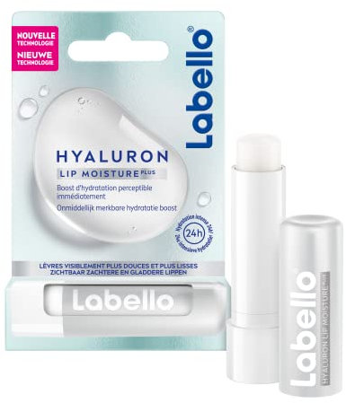 LABELLO Hyaluron Feuchtigkeitspflege (1 x 5,2 g), Lippenbalsam mit ultra-feuchtigkeitsspendender und auffüllender Formel, Hyalyronsäure Feuchtigkeitspflege für glatte Lippen