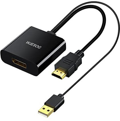 WJESOG HDMI to Displayport Adapter 4K@60Hz,HDMI 2.0 Male to DP 1.2 Female Converter for Xbox One/PS4/PS5/NS Compatible with VESA Dual-Mode DisplayPort 1.2