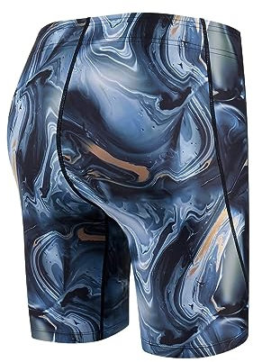 SURFEASY Men's Swim Jammers Compression Quick Dry Athletic Swim Swimming Trunks Shorts Brief Swimsuit (Black/Texture,L)