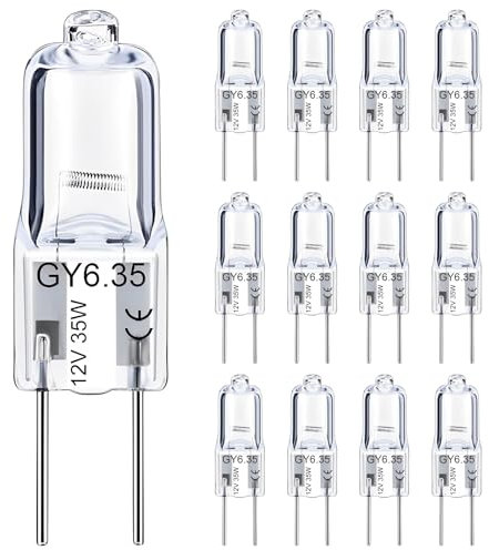 VIIVUU Lampadina Alogena G6.35 35W, GY6.35 Lampadine AC/DC 12V, 2700K Bianco Caldo Dimmerabile, per Lampadario, Illuminazione Paesaggistica,Confezione daLuce da scrivania, Luce Pavimento 12 Pezzi