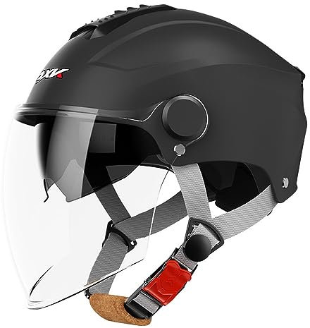 AOOPOO New Double Vision Open Face Motorbike Helmet with Sun Visor and High Definition Lenses, Adult Half Helmet for Men Women