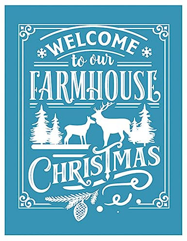 Weihnachten Rentier Weihnachtsbaum Selbstklebende Siebdruck Schablone Rentier Siebdruck Schablone Wiederverwendbare Netz Schablonen Transfer Für Zum Malen Auf Holz DIY T-Shirt Stoffmalerei,28x22cm