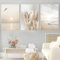 DLKAJFK Moderne Wandmalerei Plakat Set, Natürliche Landschaft Strand, Schilfblätter, Weiße Rosen, Leinwanddruck, Hintergrund Wanddekoration Plakat Set, Rahmenlos (Strand,3Pcs-50x70cm)