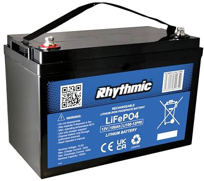 12 V LifePo4 Battery 12 V 100 Ah Deep Cycles with BMS for Trolling Motor Solar Motorhome Household Appliances Marine Golf Cart Power Supply Emergency Lighting