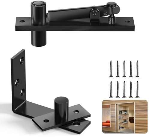 Aglehome Drehscharnier, hochbelastbare Drehbeschläge für versteckte Türen, Bücherregale, verstecktes Türscharnier für Holz, Geheimtür, 180 Grad drehbar, Edelstahl, unsichtbares Schwenkscharniersystem