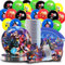 Superhelden Party Dekoration, 80Pcs Helden Partygeschirr, Kindergeburtstag Geschirr Set mit Teller+Becher+Servietten+Ballon,Cartoon Tischdeko für 20Personen