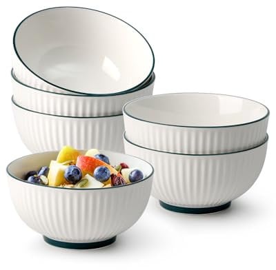 NUTRIUPS Lot de 6 grands bols à céréales en céramique de 750 ml pour flocons d'avoine, nouilles, petit déjeuner