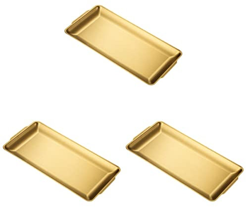 OUSIKA 1pc Appetizer Plate Party Nonstick Jelly- Presentation Cookie Table Dish Supplies Steel Golden Appetizers Home Sauce Baking for Platter Plates Container Metal Garden Dinner Plate (Color : Gold