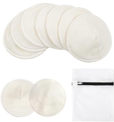PHOGARY 14 Pezzi Coppette Assorbilatte Lavabili - Assorbilatte di Bambù Organico, Riutilizzabili con Sacchetto di Lavaggio (Design Antiscivolo, Grandi 4.72)