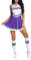 MSemis Damen Cheerleading Kostüm Cheer Leader Uniform Karneval Fasching Party Halloween Kostüm Kleid Minirock mit Crop Top N Violett S