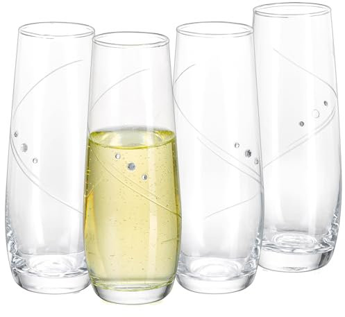 NUPTIO Sektgläser Hochzeit Geschenk Becher: Satz von 4 Gläser 200mL Hochzeitstag Hochzeitsgeschenk Braut Champagner Brautpaar Gravur Einzug Gifts Prosecco Wedding Verlobung Bridesmaids Klar