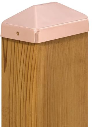 Pyramiden-Pfostenkappe aus Kupfer, verlängerte Lippe, massives Kupfer, wird natürlich patiniert (8,9 x 14,8 cm)