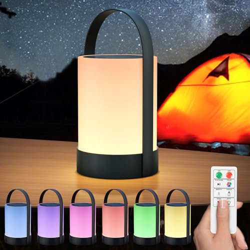 Postlucky Solar Tischlampe Outdoor mit Fernbedienung Warmweiß 8 Farben Dimmbar LED Outdoor Lampe 2in1 Solarladung&USB Aufladung Tragbare Akku Tischleuchte Outdoor IP44 Wasserdicht für Innen/Außen