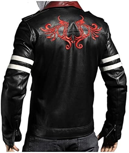 HiFacon Dragon Patch Alex Gaming Mercer Jacke für Herren, Prototyp, schwarze Herren-Lederjacke, Schwarz - Echtleder, 46