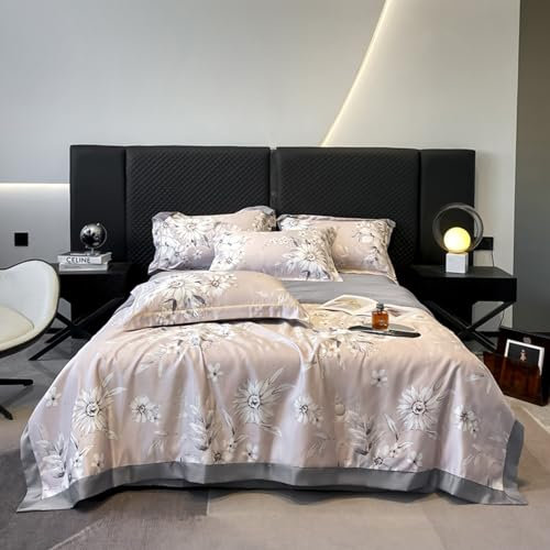 Sommerdecke aus Tencel, Sommerkühler, Queen-Size-Steppdecke – Lyocell, kühlende Bettdecke, Blumendruck, Baumwolle, weiche Laken, atmungsaktive Bettwäsche ( Color : Pink , Size : 2*2.3m/78.7*90.6in/2.5