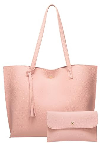 Solide Quasten-Muttertasche, große Kapazität, eine Schultertasche, Einkaufstasche O Bag Taschen Damen Blau (Pink, One Size)