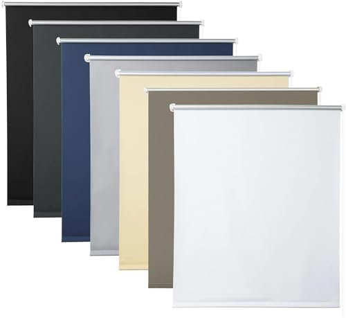 WOLTU Verdunklungsrollo ohne Bohren Weiß 95x150cm (BxH), Thermorollo Klemmfix Fensterrollo Seitenzugrollo easyfix Verdunkelung Rollos Sichtschutz und Sonnenchutz, Klemmrollo für Fenster & Tür