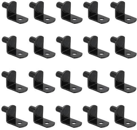 PATIKIL Scaffale Picchetti Perni 1/4 Pollice 20pz Forma L Mensola Perni Supporti Armadietto Scaffale Supporto Picchetti per Mensole Libreria Armadio Mobili Nero
