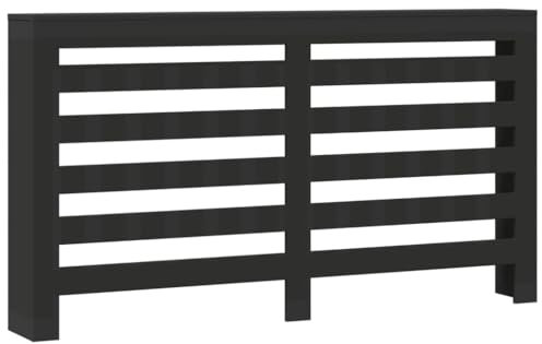 vidaXL Heizkörperverkleidung, Heizungsverkleidung Modernes Latten-Design, Heizkörperabdeckung für Wohnzimmer, Heizungsabdeckung, Schwarz Holzwerkstoff