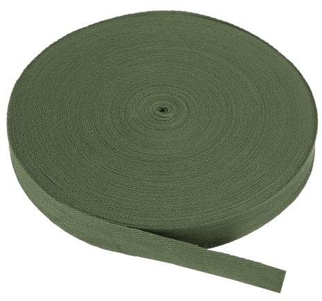 PATIKIL Baumwollköperband Baumwoll-Twillband 25mm (1) 50 Yards Baumwollband Schrägband Herringbone Webbing Trim für Nähen Geschenkverpackung Handwerk DIY Armee Grün