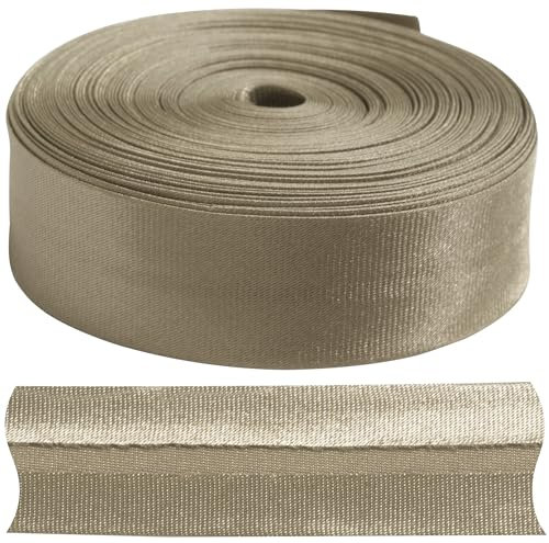 AERZETIX - C77352 - Gefaltetes schrägband 9 Meter x 18mm - aus Polyester - Farbe Gold-grau