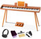 UISCOM - 88 Keys Semi-Weighted Digital Piano Keyboard for Beginners, Full Size Electric Piano with Stand, Triple Pedal, Adapter, Sheet Music Stand, Headphones,