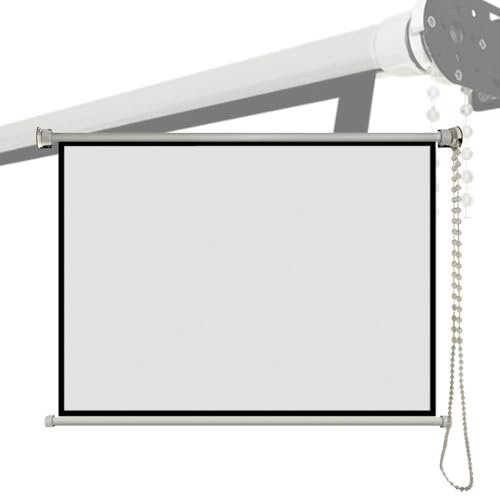 IMUNKT Manuelle ausziehbare Projektor-Leinwand, 101,6 cm, 127 cm, 152,4 cm, 16:9, 4:3, Rollen, einziehbare Filmleinwand, 4K HD, Deckenwandhalterung, Projektionsleinwand (40,6 x 24,1 cm)