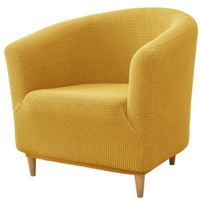 Hearda Jacquard Housse Fauteuil 1 Place, Extensible Housse Fauteuil, Housse Fauteuil Club, Housse Fauteuil Cabriolet, Lavable Housse de Canapé, Salon Protecteur de Tub Chair (Jaune)