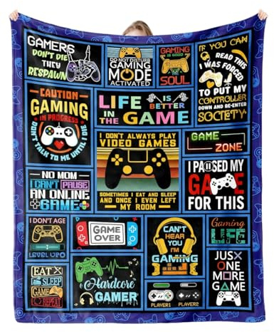 Enthusiasm Geschenke für Gamer-Decke, Gaming-Geschenke für Männer, Videospiel-Liebhaber, Geschenke für Gaming-Überwurfdecke (100 x 130 cm)